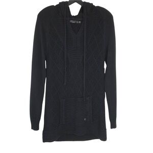 PrAna Sugar Beach Hooded Knit Sweater Black 100% Organic Cotton SIZE SMALL